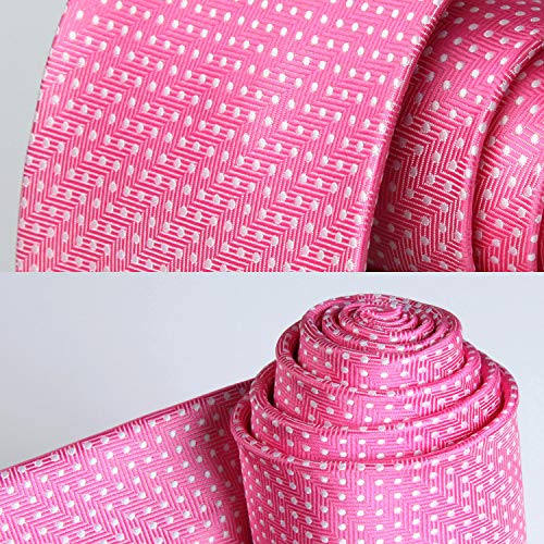 BIYINI Corbatas y Pañuelo Rosado de Hombre Clásico Polka Dot Modernas Conjunto Corbata de Boda Business Partido