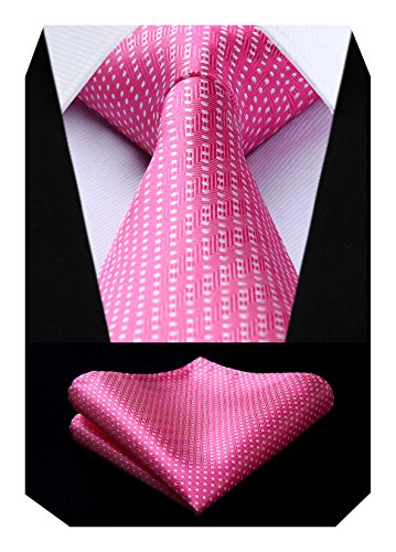 BIYINI Corbatas y Pañuelo Rosado de Hombre Clásico Polka Dot Modernas Conjunto Corbata de Boda Business Partido