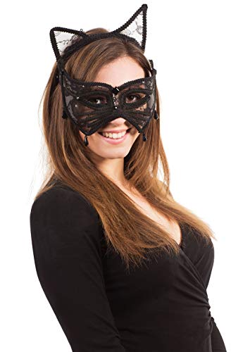 Black Lace Cat Masquerade Masked Ball Eye Mask (máscara/careta)