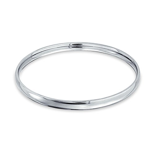 Bling Jewelry Apilable De Cúpula 5Mm Redondo Liso Brazalete Brazalete Pulido De Acero Inoxidable Tono Plata para Mujer De 8 Pulg.