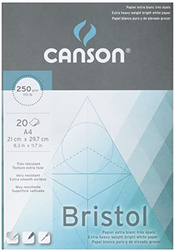 Bloc Encolado, A4, 20 Hojas, Canson Bristol Satinado 250g