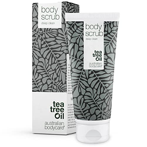 Body Scrub de Australian Bodycare, para hombres y mujeres, 200 ml | Exfoliante con aceite de árbol del té 100% nsatural | Para espinillas en la espalda o en el cuerpo, impurezas y pelos encarnados.