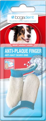 Bogadent Anti-Plaque Finger - Cepillo de Dientes para Perros con Tecnología de Iones de Plata Patentada - Cepillo con Forma de Dedo para Limpieza de Dientes de Perros, 2 Piezas