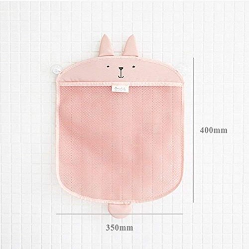 Bolsa de almacenamiento del organizador de juguetes para el baño del bebé - Red de malla colgante con 2 ventosas fuertes para cepillo de ducha corporal, champú, juguetes para bañera para niños (rosa)