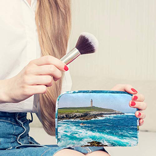 Bolsa de cosméticos Bolsa de Maquillaje Impermeable para Mujer para Viajar, Llevar cosméticos, Cambiar Llaves, etc.Torre de Hércules en A Coruña