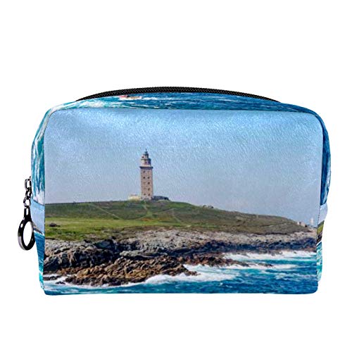 Bolsa de cosméticos Bolsa de Maquillaje para Mujer para Viajar Llevar cosméticos Cambiar Llaves, etc.,Torre de Hércules en A Coruña