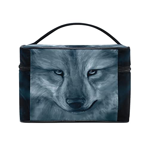 Bolsas de Maquillaje para niñas Adolescentes Descargar Wolf Spirit HD Wallpaper de Wolfhowl10 26 con asa Superior portátil Bolsa de Maquillaje con Cremallera para Mujeres y niñas Viajes 9x6.2x6.5 pul