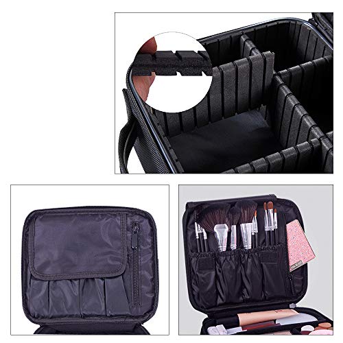 Bolso para Maquillaje, Organizador de Almacenaje de Maquillaje, Neceser de Viaje, Bolso de Aseo, Compartimentos Ajustables con Asa, Regalo para Mujeres,