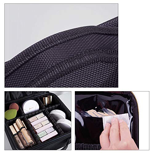 Bolso para Maquillaje, Organizador de Almacenaje de Maquillaje, Neceser de Viaje, Bolso de Aseo, Compartimentos Ajustables con Asa, Regalo para Mujeres,