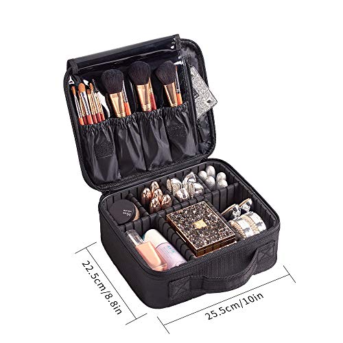 Bolso para Maquillaje, Organizador de Almacenaje de Maquillaje, Neceser de Viaje, Bolso de Aseo, Compartimentos Ajustables con Asa, Regalo para Mujeres,