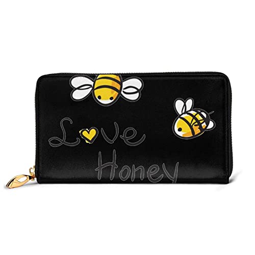 Bolso Retro De Mujer Impresión De Miel De Amor De Abeja PU Bolso Moda Billetera Pequeña Hermosamente Coin Purse Monedero para Amante, Hija, Damas