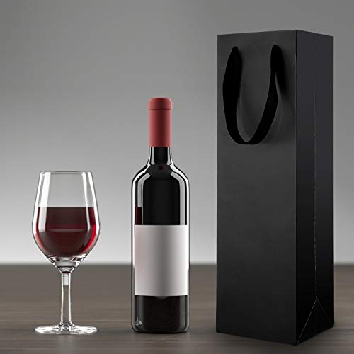 Bolsos de la Botella Bolsos de Regalo para Vino, XiYee 10 Pieces Paquete Bolsas de Papel para Botellas de Vino Embalaje Botellas Vino para Aniversario, Cumpleaños y Festival (black02)