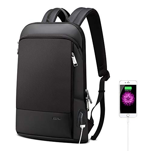 BOPAI Mochilas para Portatiles USB Mujer Mochilas Hombre Trabajo Mochila Portatil 15 Pulgadas Mochila Antirrobo Hombre Viaje de Negocios Impermeable, Negro