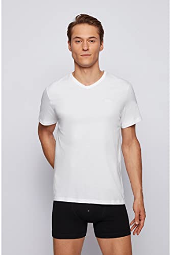 BOSS 2Pack V-Neck Underwear T-Shirts Camiseta, Blanco (White 100), XXL (Pack de 2) para Hombre