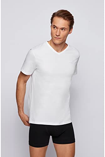 BOSS 2Pack V-Neck Underwear T-Shirts Camiseta, Blanco (White 100), XXL (Pack de 2) para Hombre