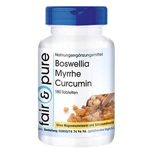 Boswellia Mirra y Curcumina con vitamina D3 - Alta pureza -180 Comprimidos