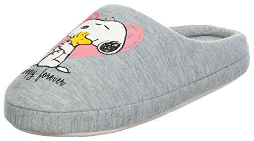 Brandsseller Zapatillas de estar por casa para mujer, diseño con motivos de Snoopy, color Gris, talla 38/39 EU