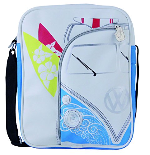 BRISA VW Collection - Volkswagen Furgoneta Hippie Bus T1 Van Bolso de hombro de polipiel (PU), Bolsa bandolera Vintage, Accesorio de moda para Viaje/Regalo/Souvenir (Surf/Azul/L)