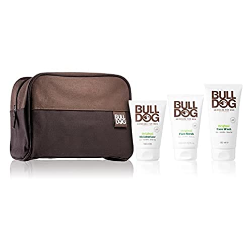 Bulldog Skincare, Kit de Cuidado Facial, Incluye Limpiador Facial 100 ml + Gel de Afeitado 175 ml + Crema Hidratante 150 ml, Ingredientes Naturales con Aloe, Camelina y Té Verde