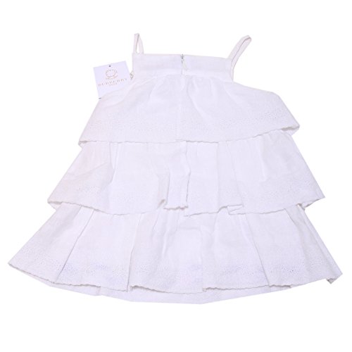 Burberry 0153I Vestito Bianco Bimba Baby Lino vestitino Abito Dresses Kids [9 MESI]