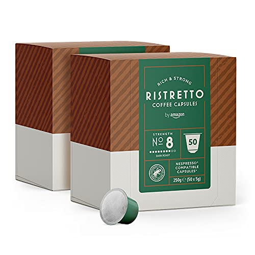 by Amazon Cápsulas Ristretto, compatibles con Nespresso - 100 cápsulas (2 x 50)