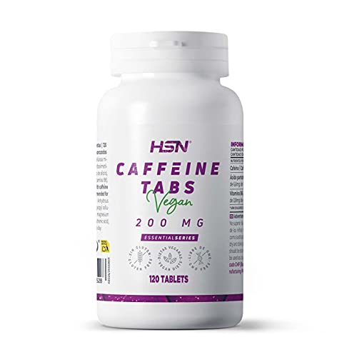 Cafeína Anhidra Pura de HSN | 120 Tabletas de 200 mg Cafeína Efecto Rápido | Dosis Elevada | No-GMO, Vegano, Sin Gluten