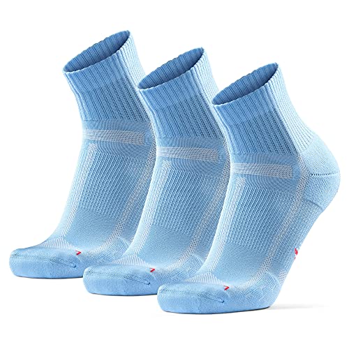 Calcetines de Running para Largas Distancias, para Hombre y Mujer, Acolchados, Transpirables, Calcetines con Compresión de Arco, Anti-Ampollas, Maratón, Negro, Pack de 3 (Azul claro, EU 39-42)