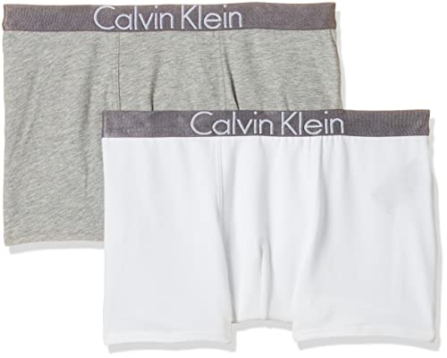 Calvin Klein 2 Pack Trunk, Bóxers para Niños, Gris/Blanco (Grey Heather/White), 14-16 Años