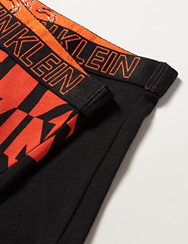 Calvin Klein 2PK Trunks Baadores Ajustados para Hombre, Brokenstripeorangeaop/Pvhblack, 10 años para Niños