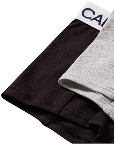 Calvin Klein 2PK Trunks Baadores Ajustados para Hombre, Greyheather/Pvhblack, 8 años para Niños