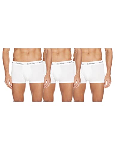 Calvin Klein 3 Pack Low Rise Trunks-Cotton Stretch Bóxers, Blanco (White 100), S (Pack de 3) para Hombre