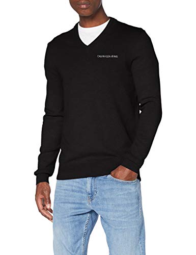 Calvin Klein Essential V Neck Sweater Suéter, CK Black, XS para Hombre