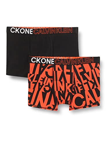 Calvin Klein Paquete de 2 Calzoncillos Bañadores Ajustados para Hombre, Brokenstripeorangeaop/Pvhblack, 12 años (Pack de 2) para Niños