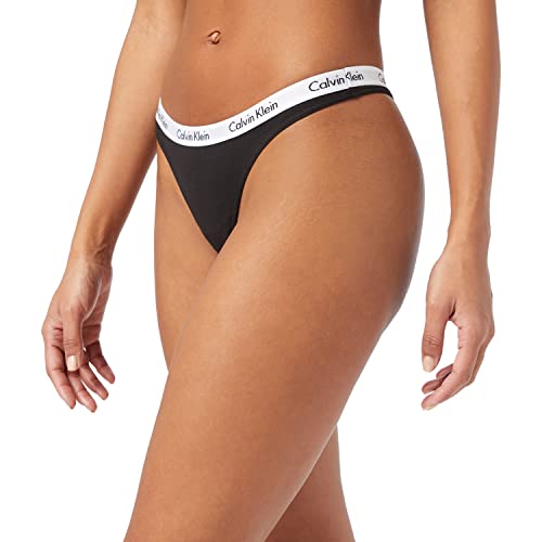 Calvin Klein THong 3PK, Tanga para Mujer, Negro (Black), XS