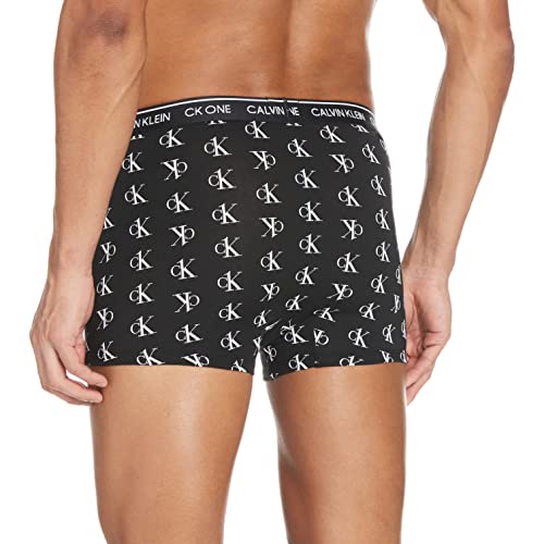 Calvin Klein Trunk Boxershorts Bóxer, Staggered Logo_Black, M (Pack de 2) para Hombre