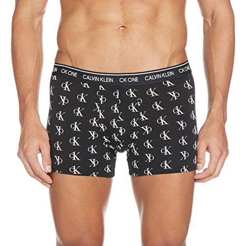 Calvin Klein Trunk Boxershorts Bóxer, Staggered Logo_Black, M (Pack de 2) para Hombre