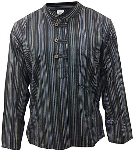 Camisa estilo hippie multicolor, de manga larga, ligera y cómoda, para hombre Negro black mix XXXX-Large