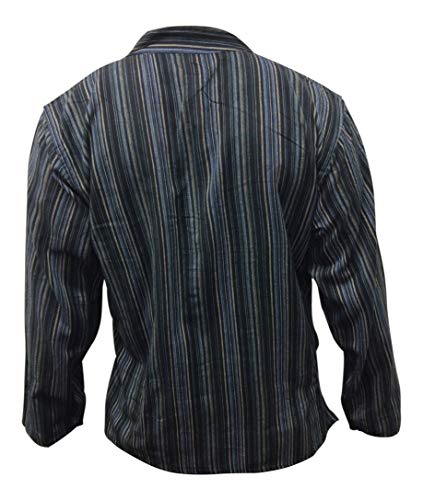 Camisa estilo hippie multicolor, de manga larga, ligera y cómoda, para hombre Negro black mix XXXX-Large