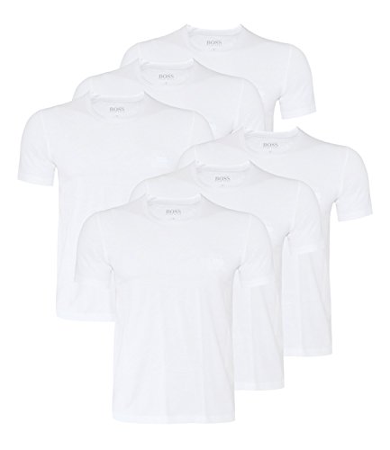 Camisetas de hombre HUGO BOSS, camisetas elegantes de cuello redondo, 50325388, paquete de 6 Weiss (100) XX-Large