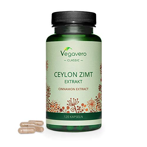 Canela de Ceylán Vegavero® | 2000 mg | Sin Aditivos Artificiales | Control de Glucosa - Azúcar en Sangre | 120 Cápsulas | Apto para Veganos