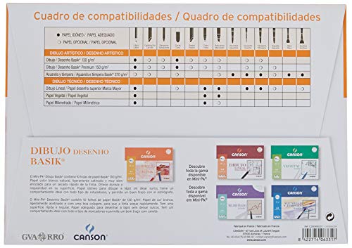 Canson Dibujo Basik Liso, Minipack A4, 10 Hojas 130g