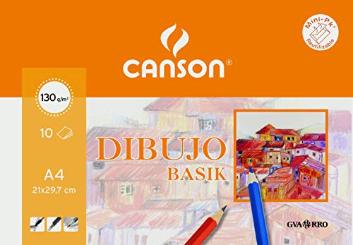 Canson Dibujo Basik Liso, Minipack A4, 10 Hojas 130g