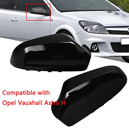 Carcasa de espejo retrovisor para coche, color negro brillante Baceyong, 6428200 6428199, compatible con V-auxhall O-pel A-stra H 2004-2009