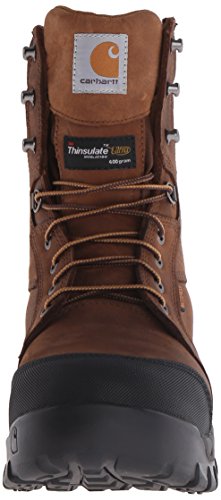 Carhartt Men's 8" Rugged Flex Insulated Waterproof Breathable Safety Toe Leather Work Boot CMF8389, Brown, 11 W US