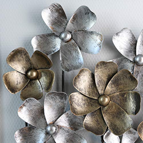 Casablanca - Decoración de pared - de metal con flores marrones champán, altura 80 cm