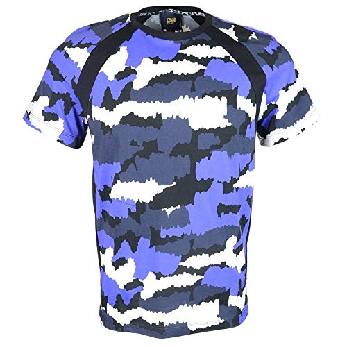 Cavalli Class - Camiseta de algodón, diseño de camuflaje Azul Camuflaje azul. XL