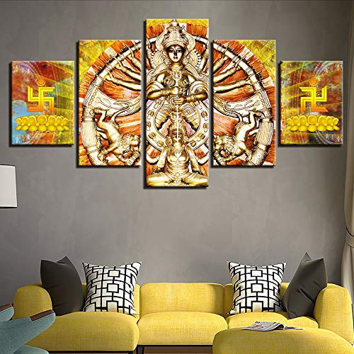 Cczxfcc Arte De La Pared Lienzo Imágenes Póster Modular 5 Unidades Mil-Kwan-Yin Pintura Hd Impreso Decoración Para La Sala De Estar-40X60/80/100Cm-No Frame