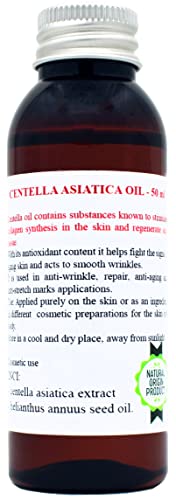 Centella Asiatica Oil 50 ml - conocido también como aceite de kola Gotu, actúa como un agente antienvejecimiento, tonificante, reafirmante, acondicionador y restaurador.