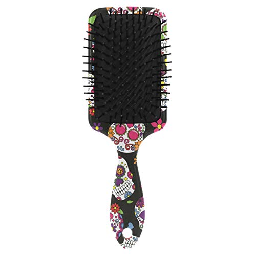 Cepillo de pelo para mujeres y niñas, con diseño de calavera de azúcar, para cabello largo, grueso, rizado, ondulado, seco o dañado, reduce la rotura del cabello y el encrespamiento, no más enred