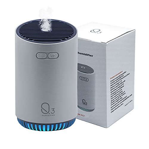 CEVILLAE Humidificador Aceites Esenciales, Humidificador PequeñO 3 En 1 De 320 Ml, Aroma Humidifier Y Luz Nocturna Led De 7 Colores, Silencioso, InaláMbrico, Apagado AutomáTico Sin Agua (Gray)